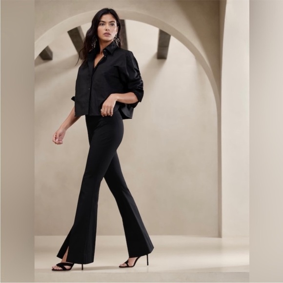 🤎NWT! BANANA REPUBLIC Black Flare Sculptweave Pant - Multiple Sizes - Picture 1 of 3